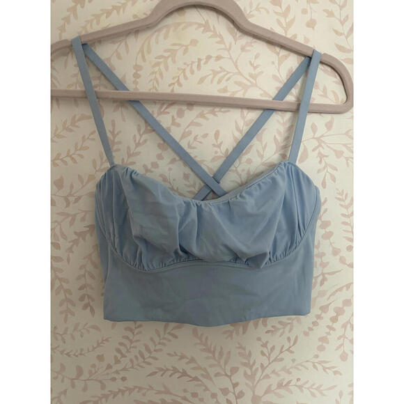 FALL CLEARANCE NEW OFFLINE Women's Light Blue Crop Top - Picture 1 of 5